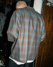 画像5: WACKO MARIA/PENDLETON / WOOL OMBRE CHECK OPEN COLLAR SHIRT（BROWN/BLUE）［ウールオンブレチェックオープンカラーシャツ-25秋冬］ (5)