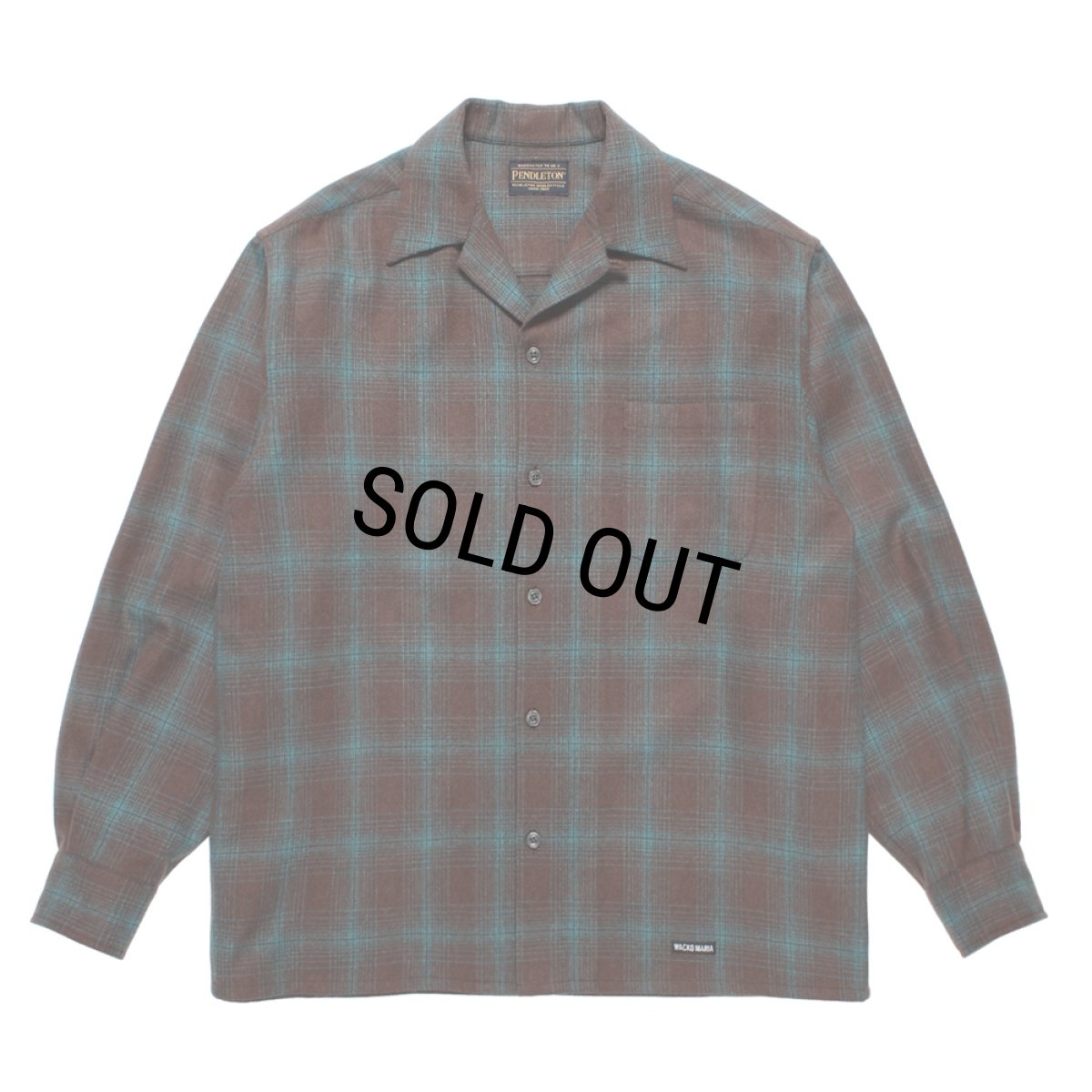 画像1: WACKO MARIA/PENDLETON / WOOL OMBRE CHECK OPEN COLLAR SHIRT（BROWN/BLUE）［ウールオンブレチェックオープンカラーシャツ-25秋冬］ (1)