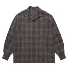 画像1: WACKO MARIA/PENDLETON / WOOL OMBRE CHECK OPEN COLLAR SHIRT（BROWN/BLUE）［ウールオンブレチェックオープンカラーシャツ-25秋冬］ (1)