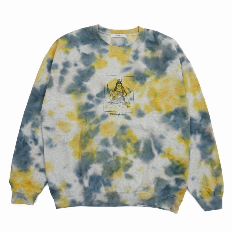 画像1: exodus/Terps Siva TIE DYE SWEAT（GREY/YELLOW）［タイダイクルーネックスウェット-25秋冬］