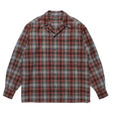 画像1: WACKO MARIA/PENDLETON / WOOL OMBRE CHECK OPEN COLLAR SHIRT（GRAY/ORANGE）［ウールオンブレチェックオープンカラーシャツ-25秋冬］ (1)