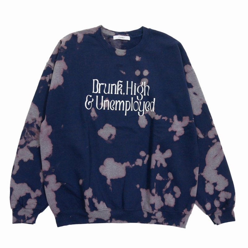 画像1: exodus/Drunk,High & Unemployed TIE DYE SWEAT（NAVY）［タイダイクルーネックスウェット-25秋冬］