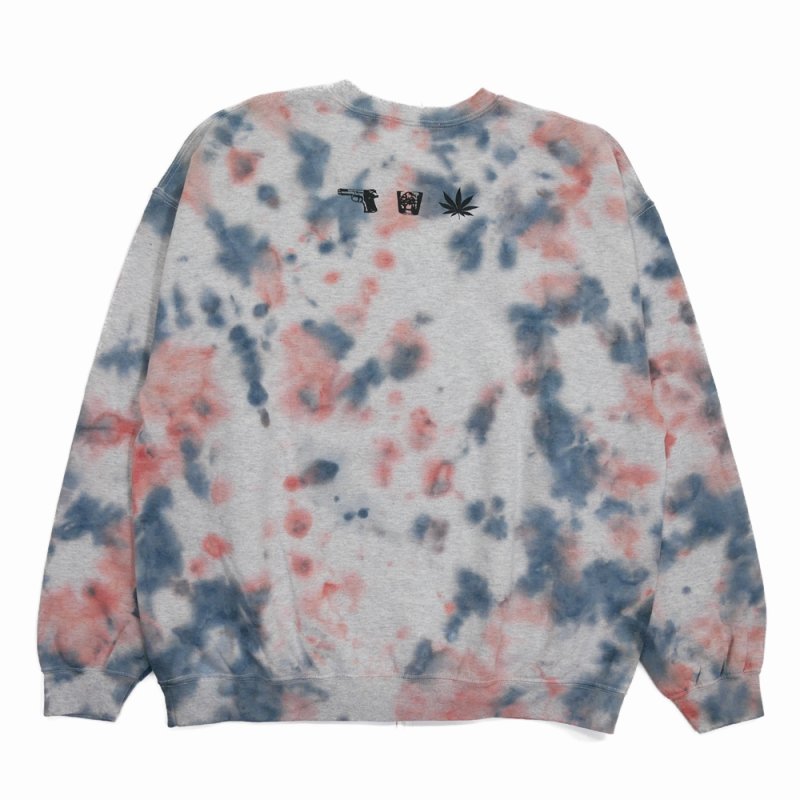 画像2: exodus/Drunk,High & Unemployed TIE DYE SWEAT（GREY/ORANGE）［タイダイクルーネックスウェット-25秋冬］