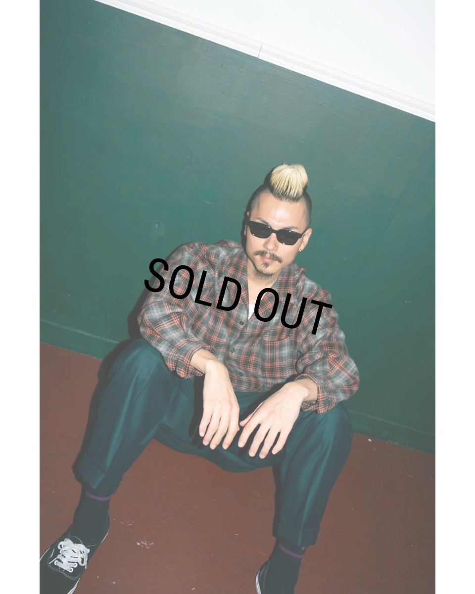 画像3: WACKO MARIA/PENDLETON / WOOL OMBRE CHECK OPEN COLLAR SHIRT（GRAY/ORANGE）［ウールオンブレチェックオープンカラーシャツ-25秋冬］ (3)