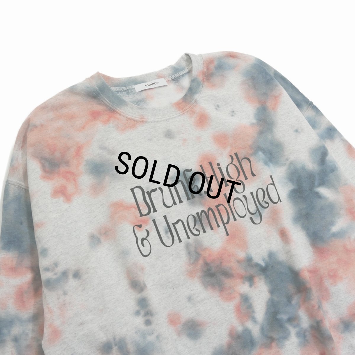 画像3: exodus/Drunk,High & Unemployed TIE DYE SWEAT（GREY/ORANGE）［タイダイクルーネックスウェット-25秋冬］ (3)