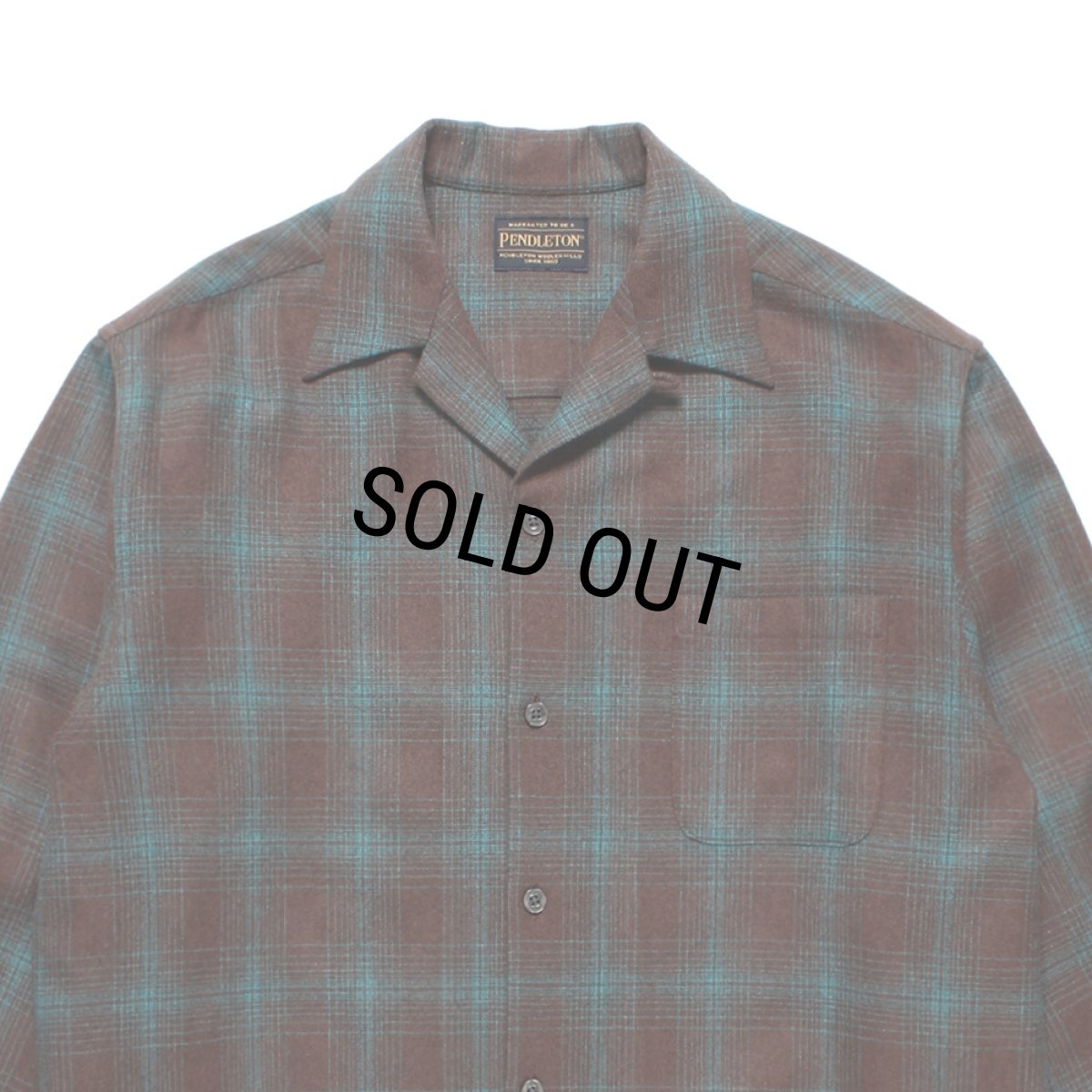 画像2: WACKO MARIA/PENDLETON / WOOL OMBRE CHECK OPEN COLLAR SHIRT（BROWN/BLUE）［ウールオンブレチェックオープンカラーシャツ-25秋冬］ (2)