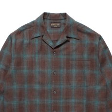 画像2: WACKO MARIA/PENDLETON / WOOL OMBRE CHECK OPEN COLLAR SHIRT（BROWN/BLUE）［ウールオンブレチェックオープンカラーシャツ-25秋冬］ (2)