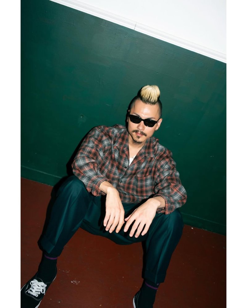 画像3: WACKO MARIA/PENDLETON / WOOL OMBRE CHECK OPEN COLLAR SHIRT（GRAY/ORANGE）［ウールオンブレチェックオープンカラーシャツ-25秋冬］