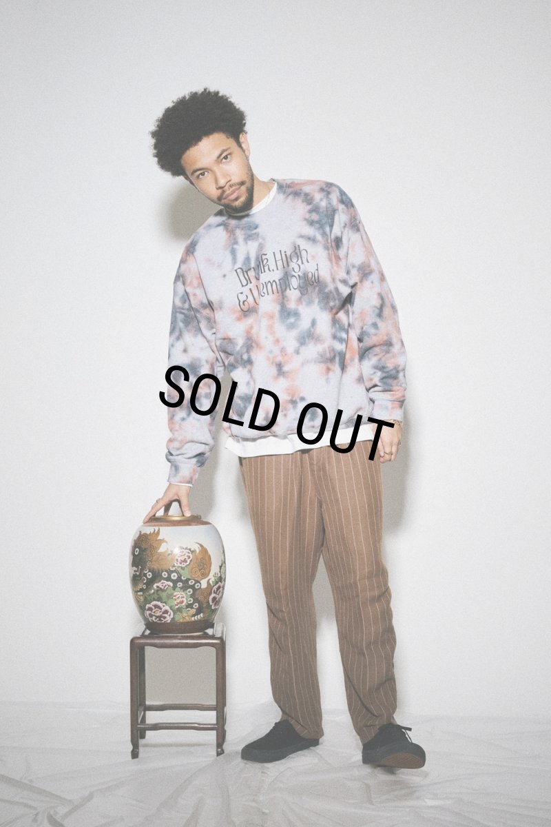 画像5: exodus/Drunk,High & Unemployed TIE DYE SWEAT（GREY/ORANGE）［タイダイクルーネックスウェット-25秋冬］ (5)