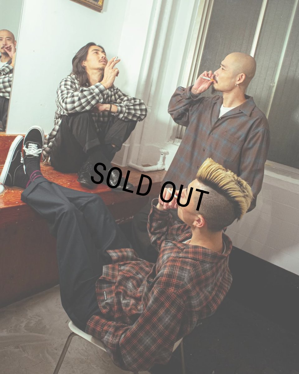 画像4: WACKO MARIA/PENDLETON / WOOL OMBRE CHECK OPEN COLLAR SHIRT（GRAY/ORANGE）［ウールオンブレチェックオープンカラーシャツ-25秋冬］ (4)