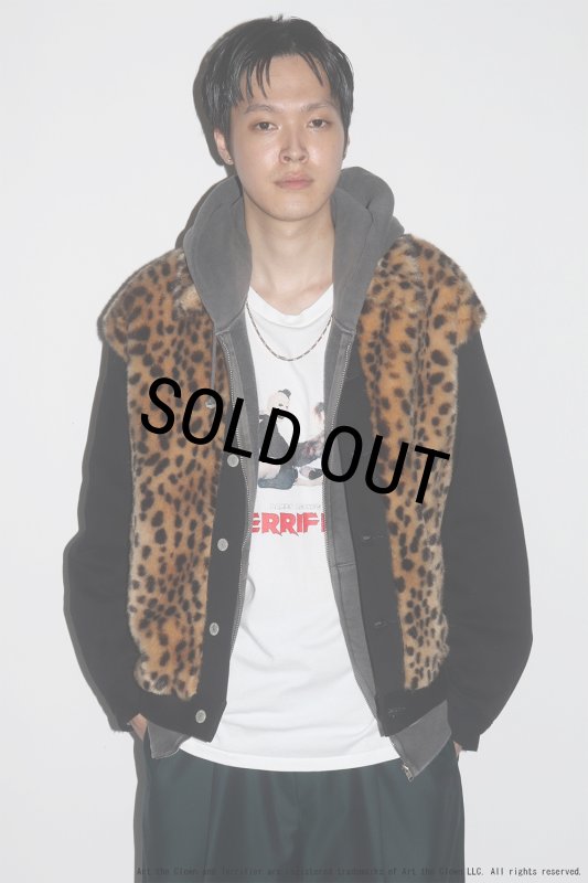 WACKO MARIA/FAUX LEOPARD FUR DENIM GRIZZLY JACKET（BLACK