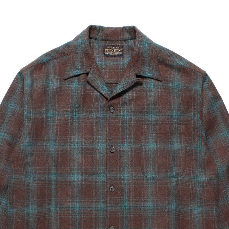 画像2: WACKO MARIA/PENDLETON / WOOL OMBRE CHECK OPEN COLLAR SHIRT（BROWN/BLUE）［ウールオンブレチェックオープンカラーシャツ-25秋冬］