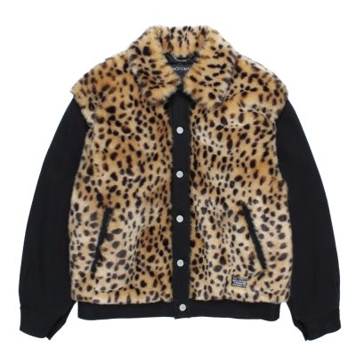画像1: WACKO MARIA/FAUX LEOPARD FUR DENIM GRIZZLY JACKET（BLACK）［レオパードファーデニムグリズリーJKT-25秋冬］