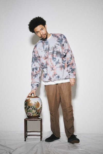 画像3: exodus/Drunk,High & Unemployed TIE DYE SWEAT（GREY/ORANGE）［タイダイクルーネックスウェット-25秋冬］