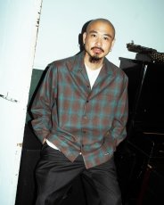 画像4: WACKO MARIA/PENDLETON / WOOL OMBRE CHECK OPEN COLLAR SHIRT（BROWN/BLUE）［ウールオンブレチェックオープンカラーシャツ-25秋冬］ (4)