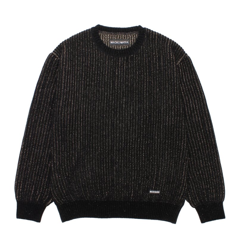 画像1: WACKO MARIA/GLITTER KNIT SWEATER（BLACK/GOLD）［グリッターニットセーター-25秋冬］