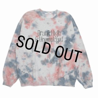 exodus brand/Drunk,High & Unemployed TIE DYE SWEAT（GREY/ORANGE 