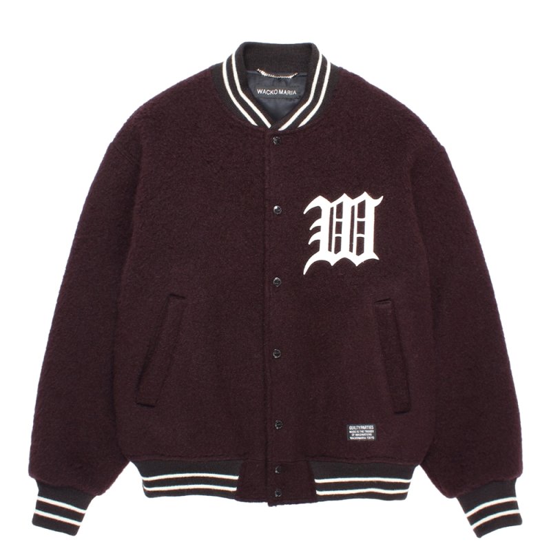 画像1: WACKO MARIA/WOOL MOHAIR VARSITY JACKET（DARK PURPLE）［ウールモヘアヴァーシティJKT-25秋冬］