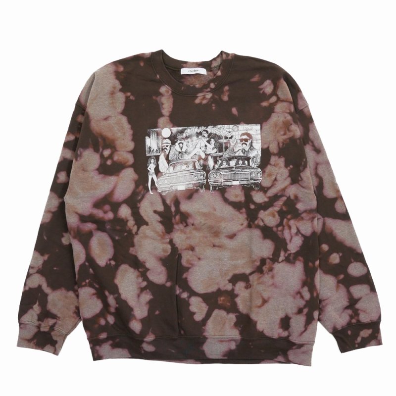 画像1: exodus/Ain't No Sunshine TIE DYE SWEAT（BROWN）［タイダイクルーネックスウェット-25秋冬］
