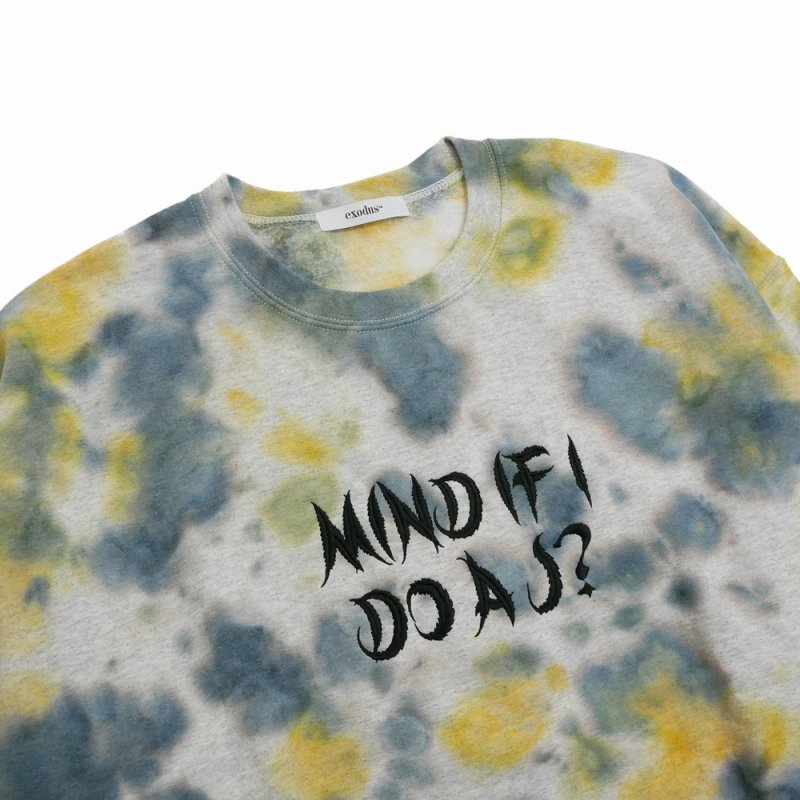 画像2: exodus/Mind If i Do a J ? TIE DYE SWEAT（GREY/YELLOW）［タイダイクルーネックスウェット-25秋冬］