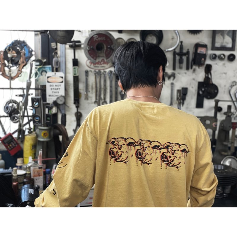 画像3: PORKCHOP/SCUM PORK L/S TEE（MUSTARD）［スカムポーク長袖T-25秋冬］