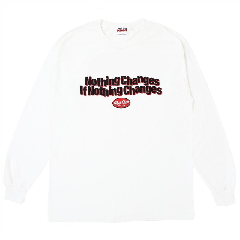 画像1: PORKCHOP/NC OVAL SCRIPT L/S TEE（WHITE）［NCオーバルスクリプト長袖T-25秋冬］