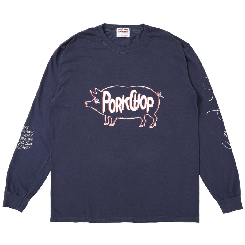画像1: PORKCHOP/SCUM PORK L/S TEE（NAVY）［スカムポーク長袖T-25秋冬］