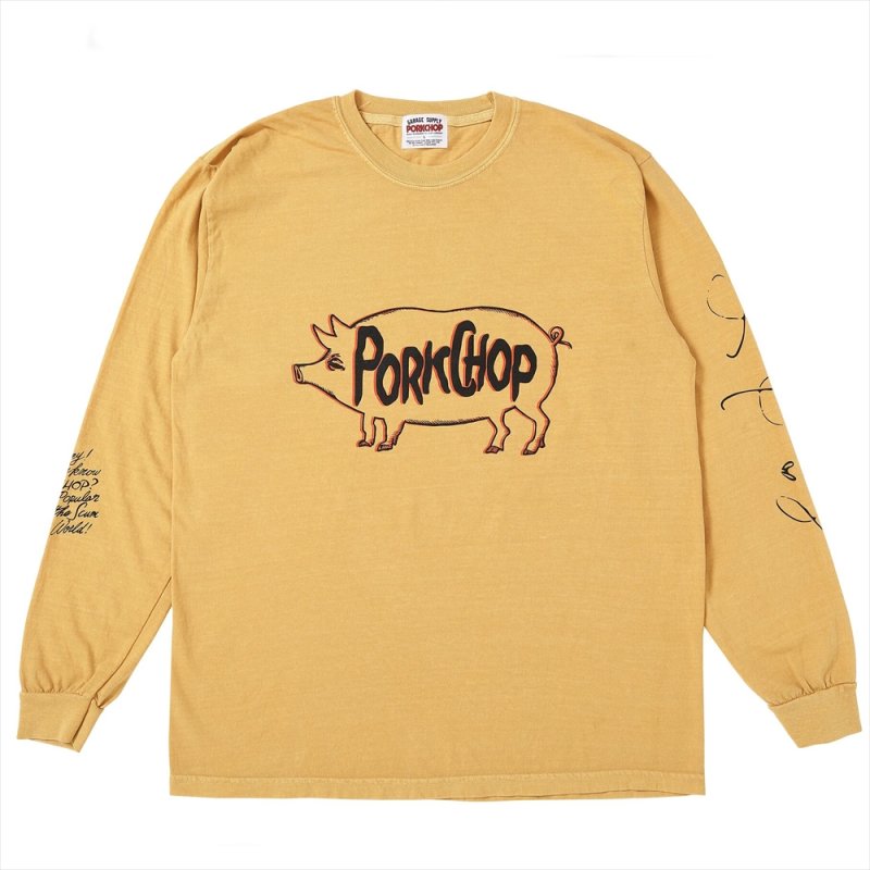 画像1: PORKCHOP/SCUM PORK L/S TEE（MUSTARD）［スカムポーク長袖T-25秋冬］