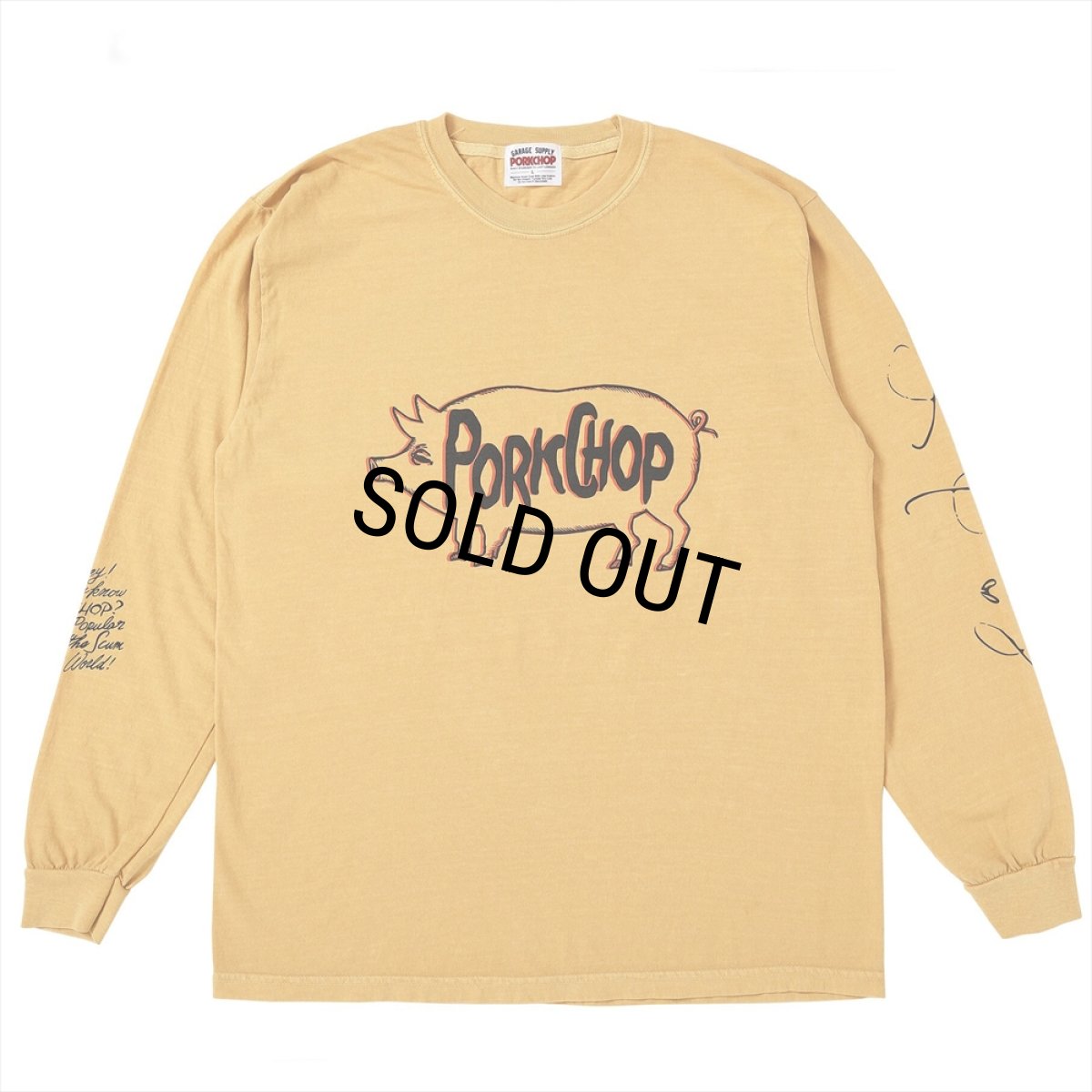 画像2: PORKCHOP/SCUM PORK L/S TEE（MUSTARD）［スカムポーク長袖T-25秋冬］ (2)