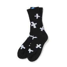 画像1: CHALLENGER/CROSS SOCKS（BLACK）［クロスソックス-26春夏］ (1)