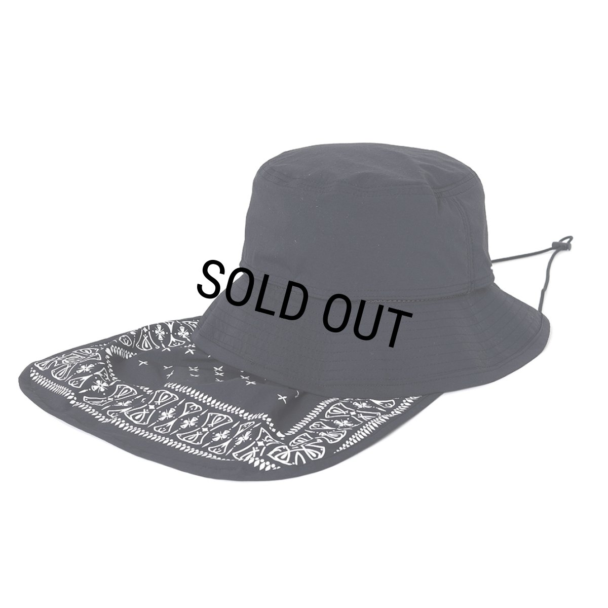 画像2: CHALLENGER/BANDANA BEACH HAT（BLACK）［バンダナビーチハット-26春夏］ (2)