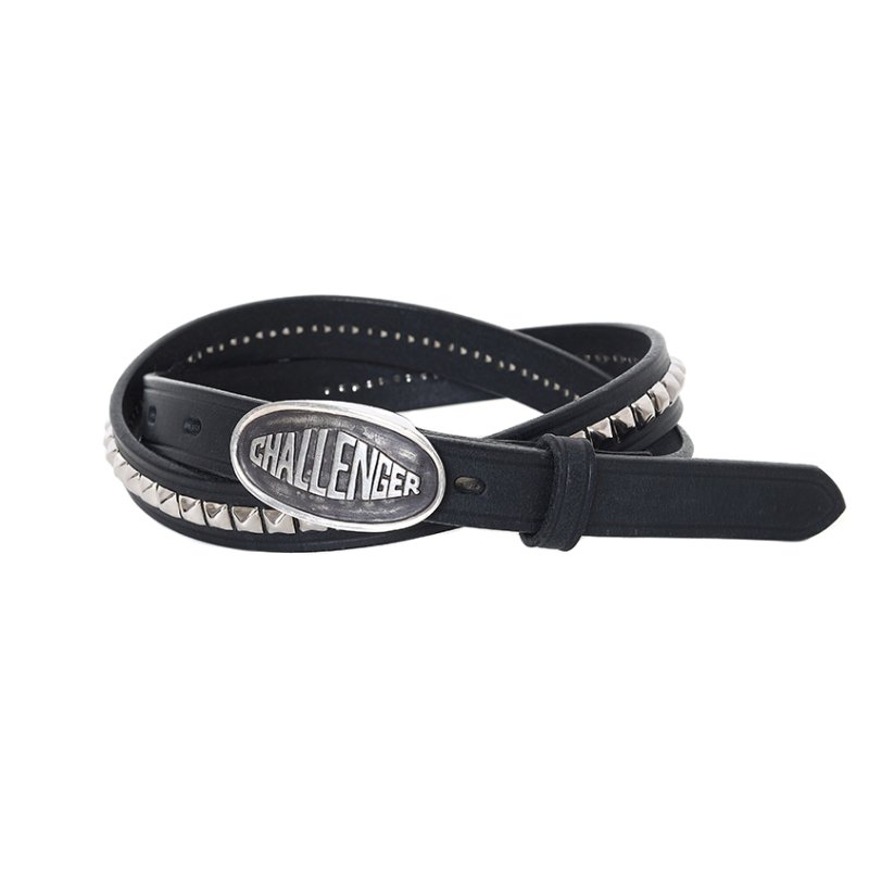 画像1: CHALLENGER/LEATHER BELT（BLACK/SILVER）［レザーベルト-26春夏］