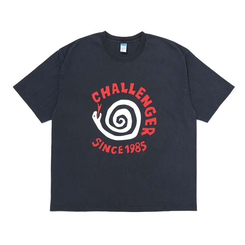 画像1: CHALLENGER/PIGMENT SPIRAL SNAKE TEE（PEPPER BLACK）［ピグメントスパイラルスネークT-26春夏］