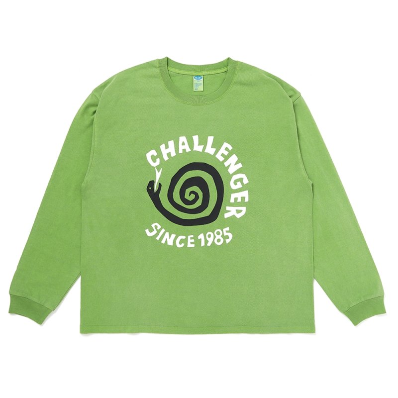画像1: CHALLENGER/L/S PIGMENT SPIRAL SNAKE TEE（GREEN）［ピグメントスパイラルスネーク長袖T-26春夏］