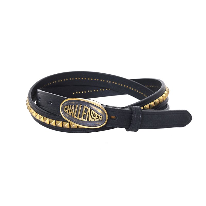画像1: CHALLENGER/LEATHER BELT（BLACK/BRASS）［レザーベルト-26春夏］