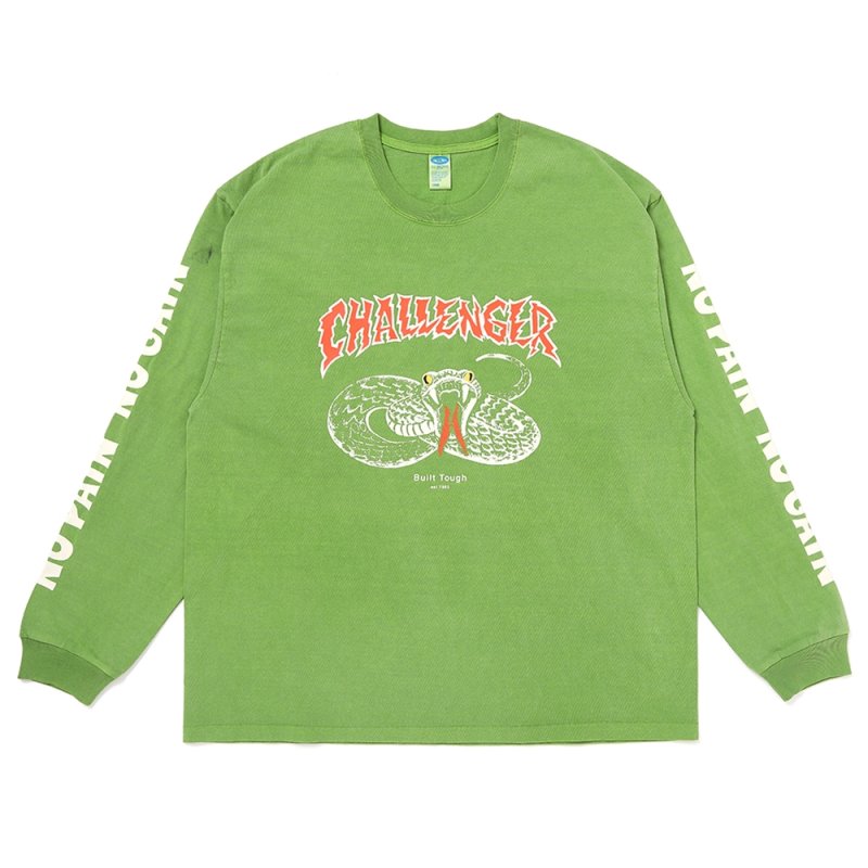 画像1: CHALLENGER/L/S PIGMENT SNAKE TEE（GREEN）［ピグメントスネーク長袖T-26春夏］