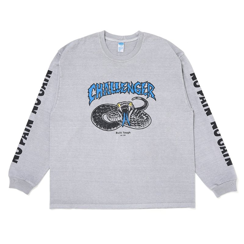 画像1: CHALLENGER/L/S PIGMENT SNAKE TEE（GRAY）［ピグメントスネーク長袖T-26春夏］
