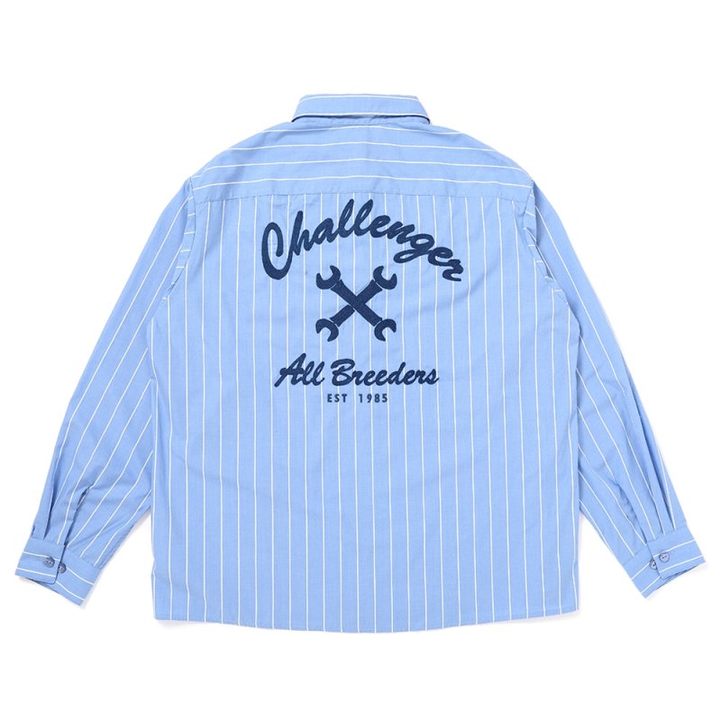 画像2: CHALLENGER/L/S STRIPE MECHANIC SHIRT（LT BLUE）［ストライプメカニックシャツ-26春夏］