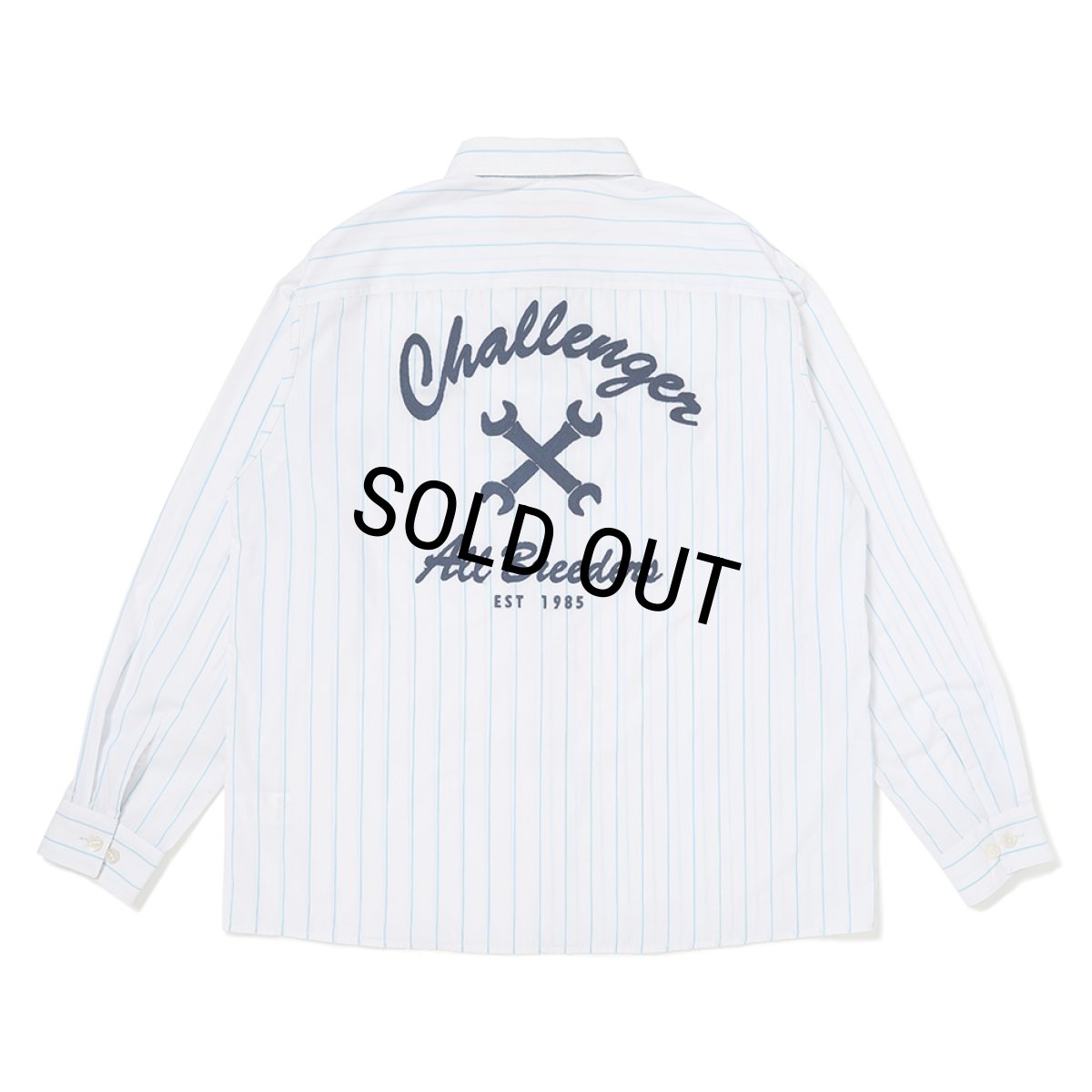 画像1: CHALLENGER/L/S STRIPE MECHANIC SHIRT（WHITE）［ストライプメカニックシャツ-26春夏］ (1)