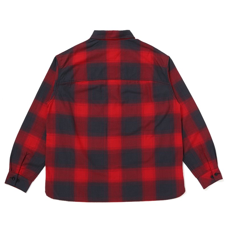 画像2: CHALLENGER/L/S SHADOW CHECK SHIRT（RED）［シャドーチェックシャツ-26春夏］