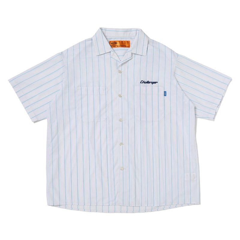 画像1: CHALLENGER/STRIPE MECHANIC SHIRTS（WHITE）［ストライプメカニックシャツ-26春夏］