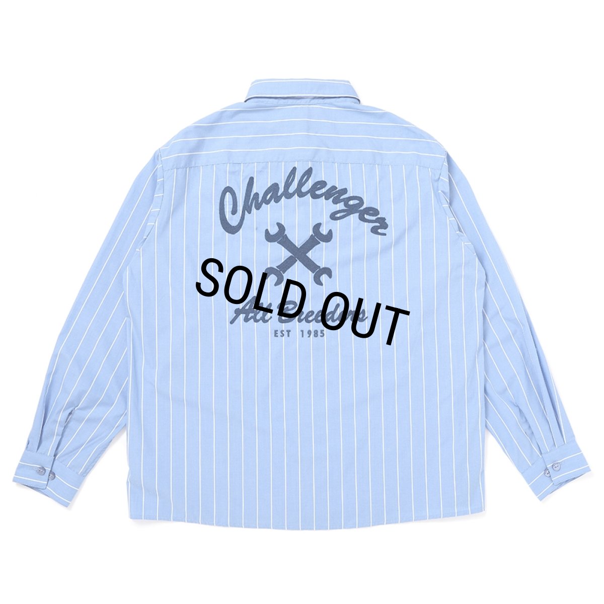 画像1: CHALLENGER/L/S STRIPE MECHANIC SHIRT（LT BLUE）［ストライプメカニックシャツ-26春夏］ (1)
