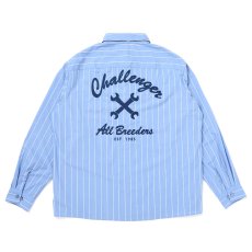 画像1: CHALLENGER/L/S STRIPE MECHANIC SHIRT（LT BLUE）［ストライプメカニックシャツ-26春夏］ (1)