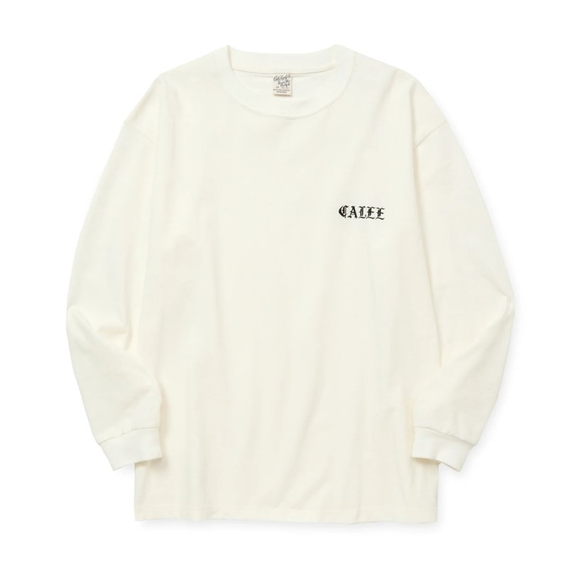 画像1: CALEE/VINTAGE TYPE EMBROIDERY L/S TEE（WHITE）［刺繍長袖T-25秋冬］