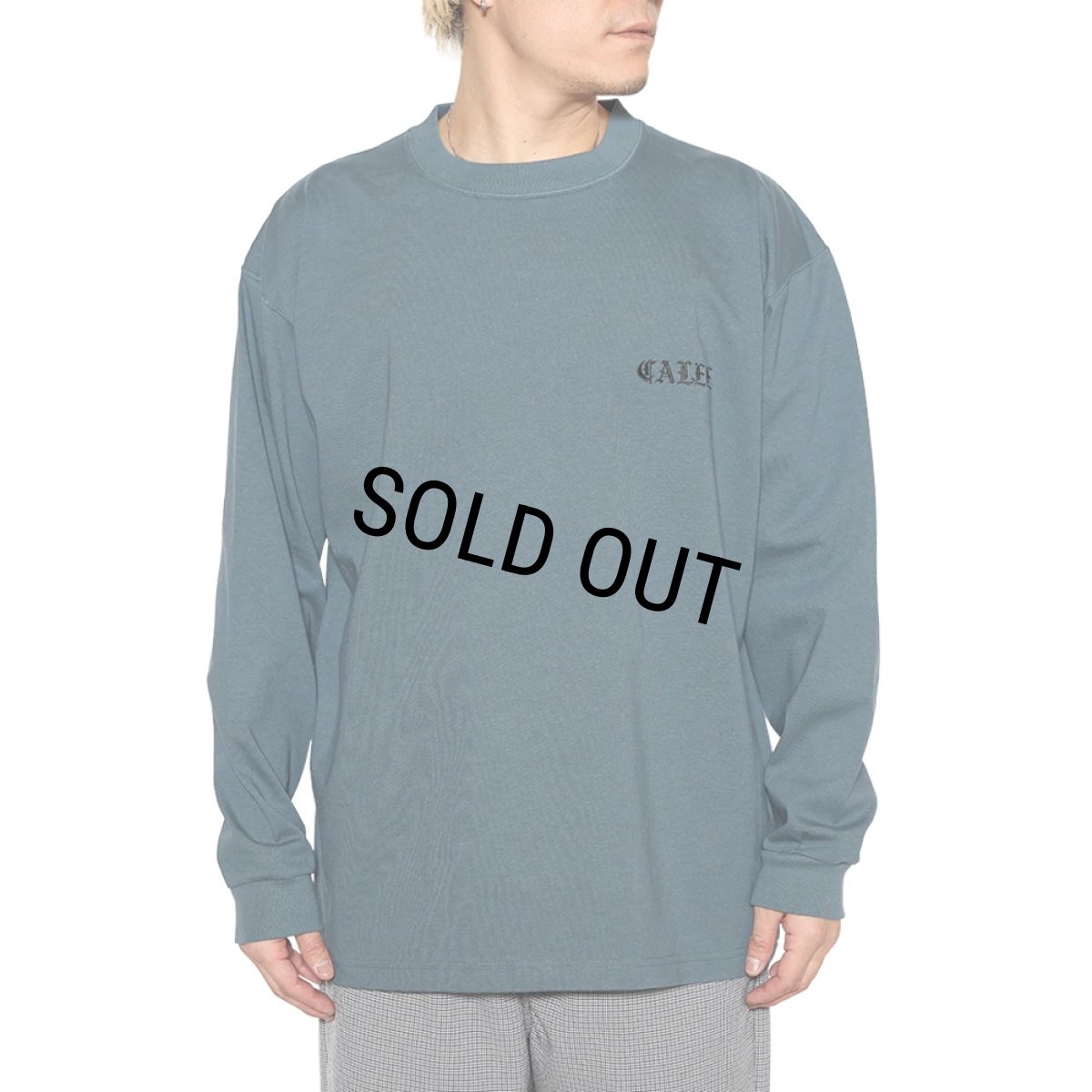 画像5: 【30%OFF】CALEE/VINTAGE TYPE EMBROIDERY L/S TEE（BLACK）［刺繍長袖T-25秋冬］ (5)