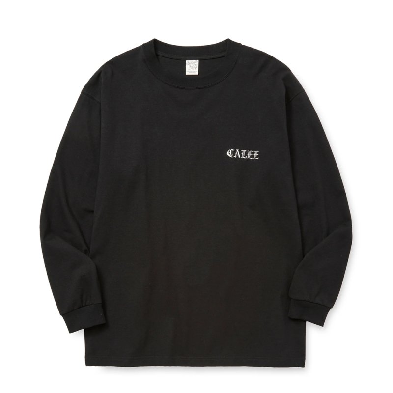画像1: CALEE/VINTAGE TYPE EMBROIDERY L/S TEE（BLACK）［刺繍長袖T-25秋冬］