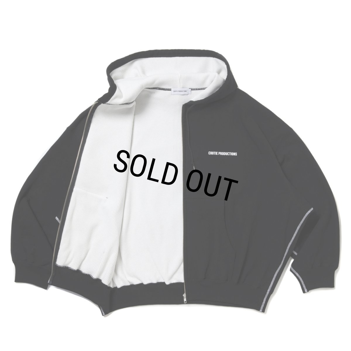 画像2: COOTIE PRODUCTIONS/Thermal Combination Sweat Zip Hoodie（Black）［サーマルコンビスウェットジップフーディー-25秋冬］ (2)
