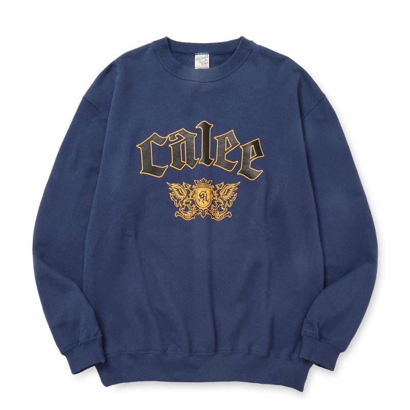 画像1: CALEE/EMBLEM LOGO CRE NECK SW（NAVY）［クルーネックスウェット-25秋冬］