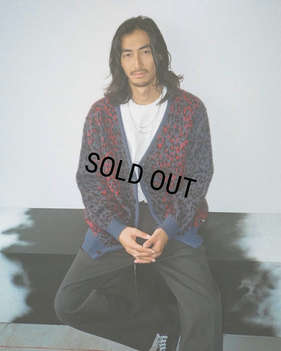 画像4: WACKO MARIA/LEOPARD MOHAIR JACQUARD KNIT CARDIGAN（NAVY）［レオパードモヘアカーディガン-25秋冬］ (4)