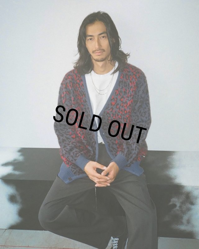 WACKO MARIA/LEOPARD MOHAIR JACQUARD KNIT CARDIGAN（NAVY